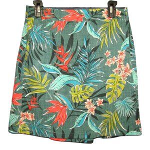 RipSkirt Hawaii Skirt Size S Teal Tropical Floral 19 In Length 2 Wrap Pockets